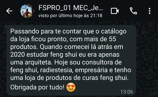 Depoimento de ex-aluna no WhatsApp