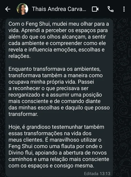 Depoimento de ex-aluna no WhatsApp